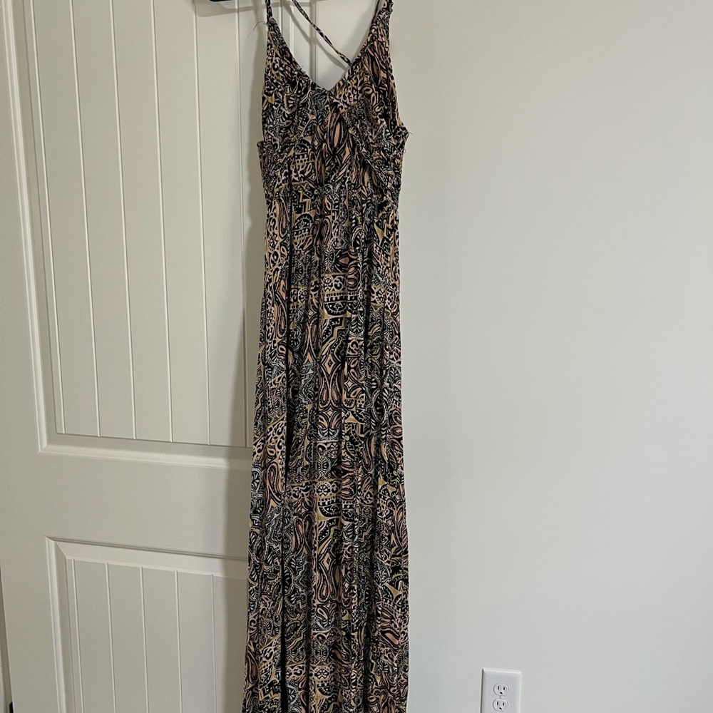 Fate Black and Brown Patterned Maxi Dress